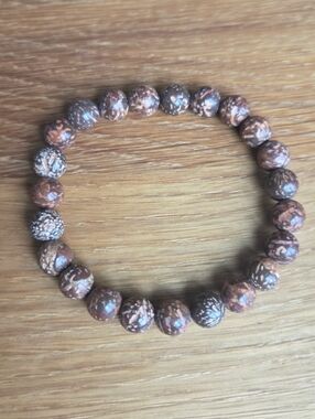 Firework Jasper Beads Bracelet, Stretch, Hand Crafted